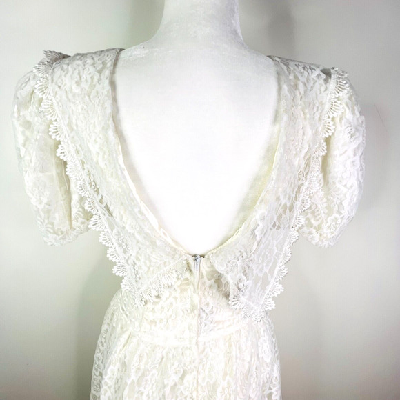 VTG‎ Jessica McClintock White Crochet Lace V-Back Dress Size 3/4 - Picture 5 of 9